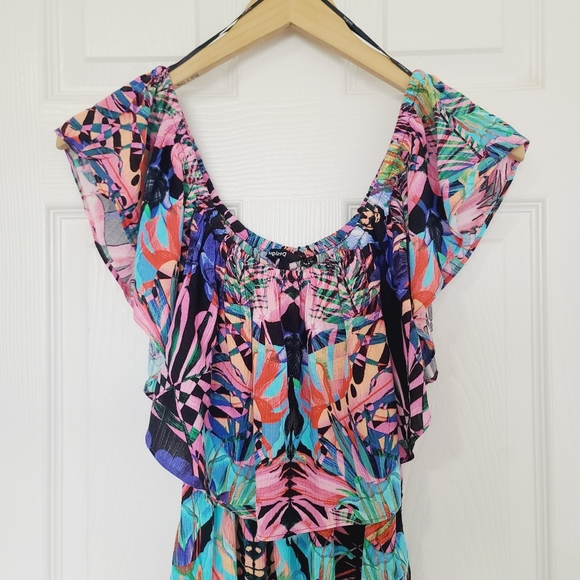 NWT Desigual Multicolor Abstract Boatneck Geomatric Bodysuit Size M - Picture 3 of 5